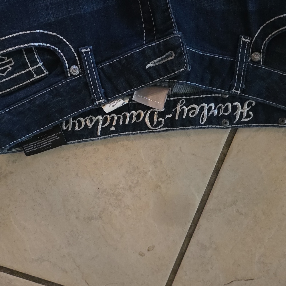 Harley-Davidson Women's Dark Blue Straight Leg Jeans - Picture 2 of 3